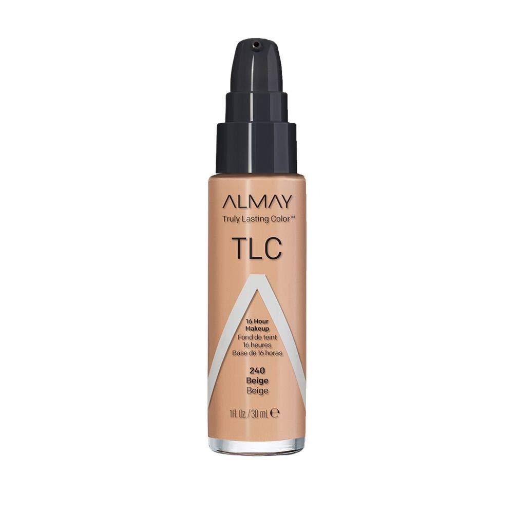 Almay Liquid Foundation, Truly Lasting Color, Long Wearing Natural Finish, Vitamin E and Lemon Extract, Hypoallergenic, Cruelty-Free, Dermatologist Tested, 240 Beige, 1 fl oz