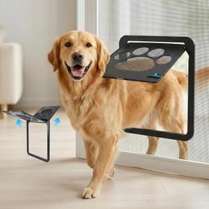 PetPrime Dog Door for Screen Door with Flap Opening 1214 inches,Lockable Auto-Close Magnetic Large Pet Door for Dogs,Suitable for Sliding Screen Door,Easy Install,Large