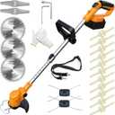 Electric Weed Wacker Cordless for Dewalt 20V MAX Battery, 4-in-1 Weed Eater Battery Powered, Brush Cutter with 4Types Blades, for Lawn, Yard and Bush Trimming (No Battery) (Orange)