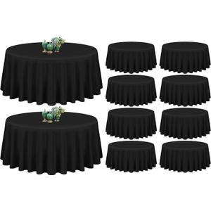 10 Pack Black Round Tablecloth 90 Inch Washable Polyester Tablecloths for Round Tables Stain Resistant and Wrinkle Table Cloth Decorative Fabric Table Cover for Dining Wedding Party Banquet Buffet