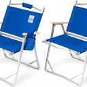 Lightweight Camping Chairs 2 Pack | Portable Folding Chair | Beach Chairs | Stylish Design with Wood Handles | Heavy Duty 330 lbs | Ultralight 5 lbs | Picnic, Concerts, BBQ
