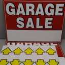 7 Pcs Garage Sale Sign With Metal Stakes, 17" x 13", Double-Sided With 20 Directional Arrow Stickers, Large Yard, Weather-Proof