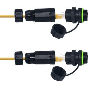 RJ45 Waterproof Connector IP68 Cable Connector, Panel Mount Coupler Female to Female, with Shielding Cable Coupler-CAT5E-YMP20-Green-2 PCS