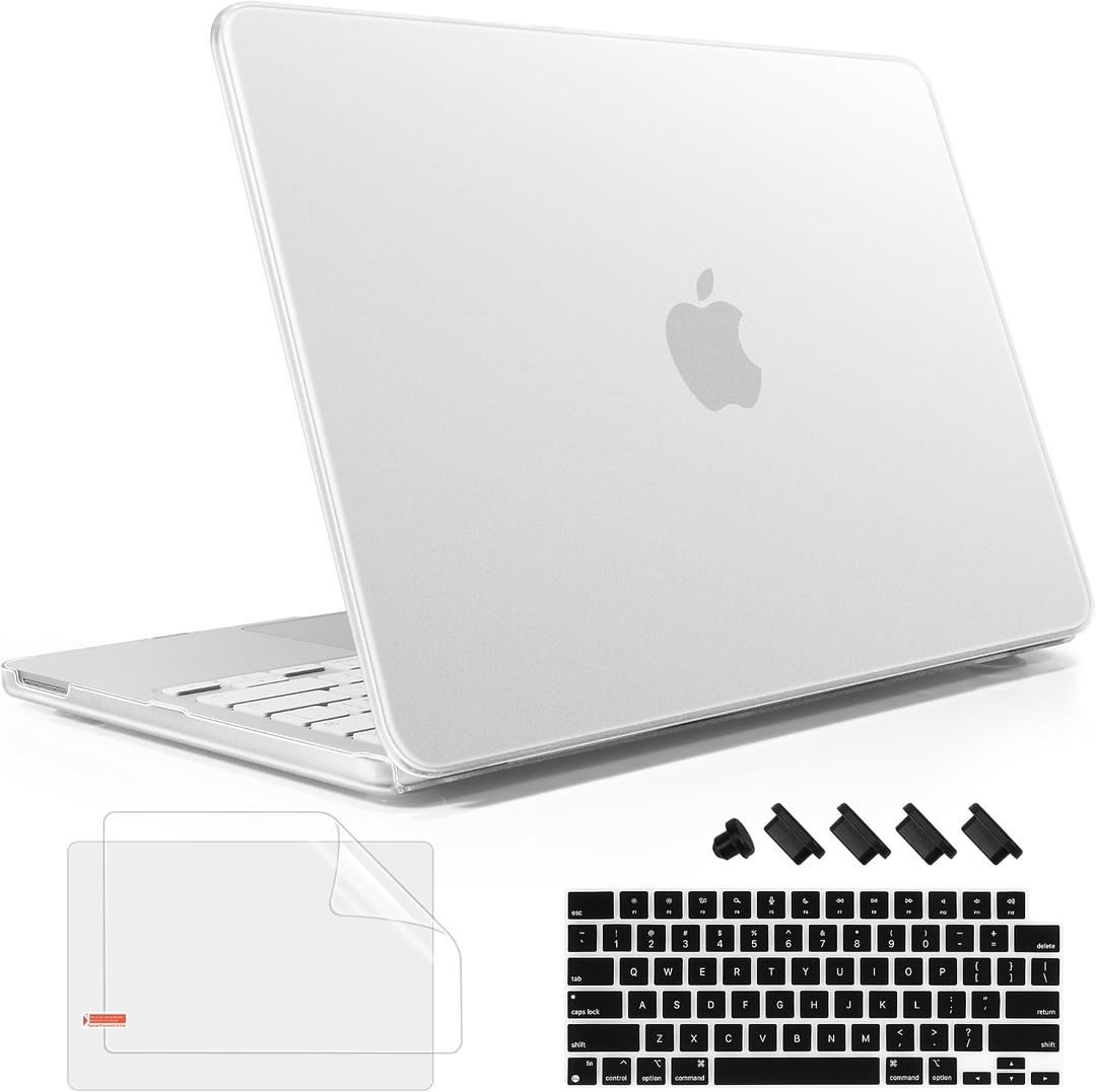 2 x May Chen Compatible with MacBook Neo 13 inch Model A3404 2026 Release, Slim & Lightweigh Frosted Finish Protective Case with Keyboard Cover&Screen Protector, Frosted Transparency