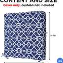 4 Pack Patio Cushion Covers Replacement, Washable Outdoor Cushion Covers Replacement with Zipper, Waterproof Outdoor Couch Cushion Slipcovers for Patio Furniture, Ikat Grid Print, 18.9"D×18.9"W×3.15"H