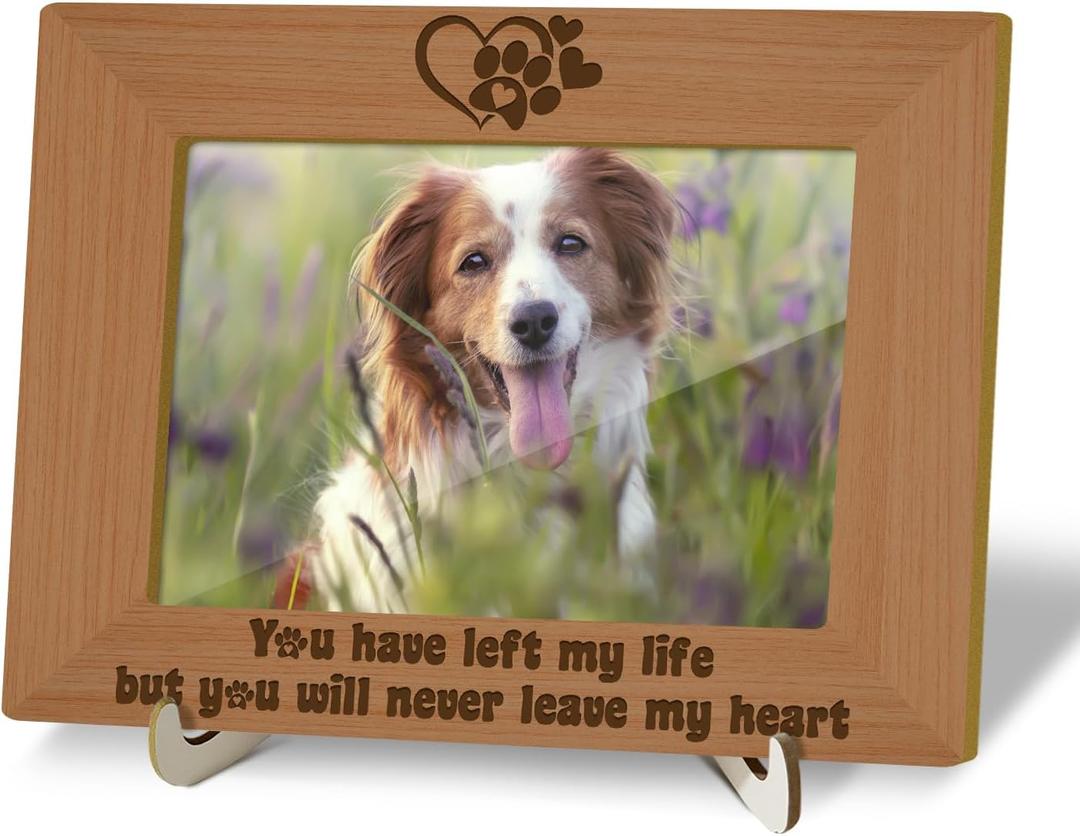 Tabletop Wood Photo Frame, You Had Left My Life But Never Leave My Heart Desktop Picture Frame with Stand, Pet sympathy Gift, Home Table Decor Supplies for Living Room Bedroom (4x6" Horizontal) -31