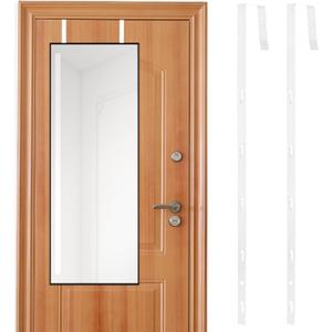 Over-The-Door Mirror Hanger, Adjustable Door Mirror Hanger, 5 Position Height Over The Doors-Mirrors Hook, Mirrors Doors Hangers with 2 Iron Filings and Screws(Color:White)