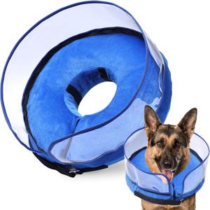 BARKLESS Dog Cone, Inflatable Dog Cone After Surgery for Large Breeds, Soft Surgery Collar with Enhanced Anti-Licking Guard Shield for Pets, Protective Donut Collar (XL (Neck: 18"-23"), Blue)
