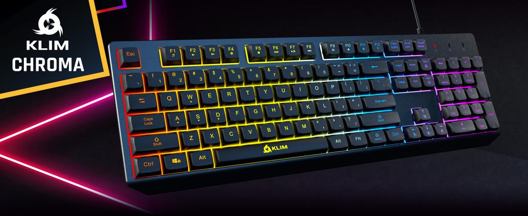 KLIM Chroma – USB RGB Gaming Keyboard, Wired PC Computer Keyboard, Membrane, Waterproof Durable, 2 ms Response, PS4/PS5 & Mac Compatible
