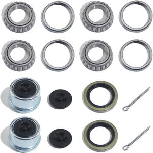 2Sets L44649 L44610 Trailer Hub Bearings Kit for 1-1/16'' Straight Axle, Trailer Spindle Bearing Kits with 12192TB Grease Seals, 1.98'' Dust Caps & Cotter Pin for 2000-2200 lbs Spindles