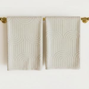 KIBAGA Decorative Hand Towels for Your Bathroom Or Kitchen  Luxurious Set of 2 Soft Boho Cotton Towels are Absorbent, Lightweight & Dry Quickly - Perfect to Elevate Any Bath Decoration at Home (Cream)