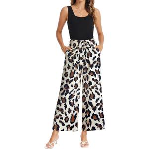Nfsion Womens Summer Printed Jumpsuit One Piece Sleeveless Tank Top Wide Leg Long Rompers with Belt (XXL)