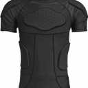 Mens Padded Compression Shirt Football Rib Protectors 6-Football Pads Chest Protector Padded Shirt Protective Gear for Football Baseball Basketball (3X-Large)