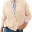 PRETTYGARDEN Women's Knit Cardigan Sweaters Casual Long Sleeve Open Front Button Up Ribbed Fall Spring Sweater Jackets (S)