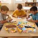 Halema 96pcs Construction Birthday Party Supplies, Construction Party Favors For Kids Mini Excavator Truck Keychain Slap Bracelet Sticker Construction Themed Party Favors Bags Available For 12 People