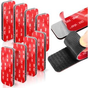 8 Sets Heavy-Duty Adhesive Hook and Loop Strips  Made with 3M VHB, 1.2" x 3.2", Heat-Resistant & Waterproof  Strong Hold for Indoor/Outdoor Use on Walls, Glass, Tile, Metal, Wood, and More