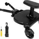 Universal Stroller Board Buggy Board with Detachable Seat, Stroller Glider Board Suitable for Most Brands of Strollers, Stroller Standing Board, Holds Children Up to 55lbs (Black)