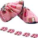 5 Pairs Kids Shoe Covers Reusable Non Slip Washable Dustproof Durable Waterproof Boots Cover For Indoors Floors Kindergarten Elementary School (Medium, Pink)