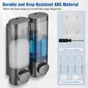 Shampoo and Conditioner Dispenser 2 Chamber No Drill, Shower Soap Pump Dispenser Wall Mounted, Body Wash Dispenser for Shower, Shower Gel Dispenser Shampoo Holder for Bathroom Accessories, Gungrey