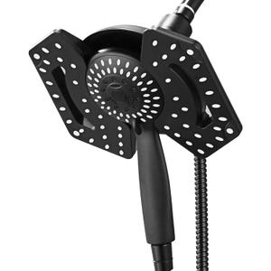 Black Shower Head with Handheld: 2-in-1 Shower Head High Pressure with Rainfall Showerhead Handheld Showerheads Detachable Shower Heads with Hose 2.5GPM Double Shower Head Dual Shower Heads Cambo (2.5 Gallon Per Minute)
