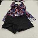 AI'MAGE Women's Tankini Swimsuit Two Piece 2025 Halter V Neck Bathing Suit with Shorts Tummy Control Modest Swimwear (Large, Colorful Leopard)