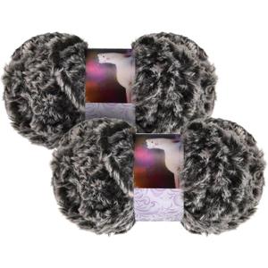 2 Pieces Skeins Soft Fur Yarn Fuzzy Fur Yarn Chunky Fluffy Faux Fur Yarn Eyelash Yarn Cream Fur Yarn for Crochet Blanket Rug Clothes Knitting Project, 30 Meter and 50 Gram for Each (Black with White)