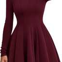 PRETTYGARDEN Fall Dresses for Women Elegant Classy 2026 Casual Long Sleeve Swing A Line Ruffle Short Homecoming Party Dress (Medium, Burgundy)