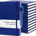 12 Pack Notebooks Journals Bulk with 12 Black Pens, Feela A5 Hardcover Notebook Classic Ruled Journal Set with Pen Holder for School Business Work Travel Writing, 120 GSM, 5.1x8.3, Navy