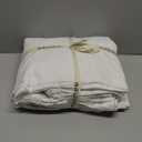 MooMee Bedding Duvet Cover Set 100% Washed Cotton Linen Like Textured Breathable Durable Soft Comfy (Solid Off White, King 104"x90")