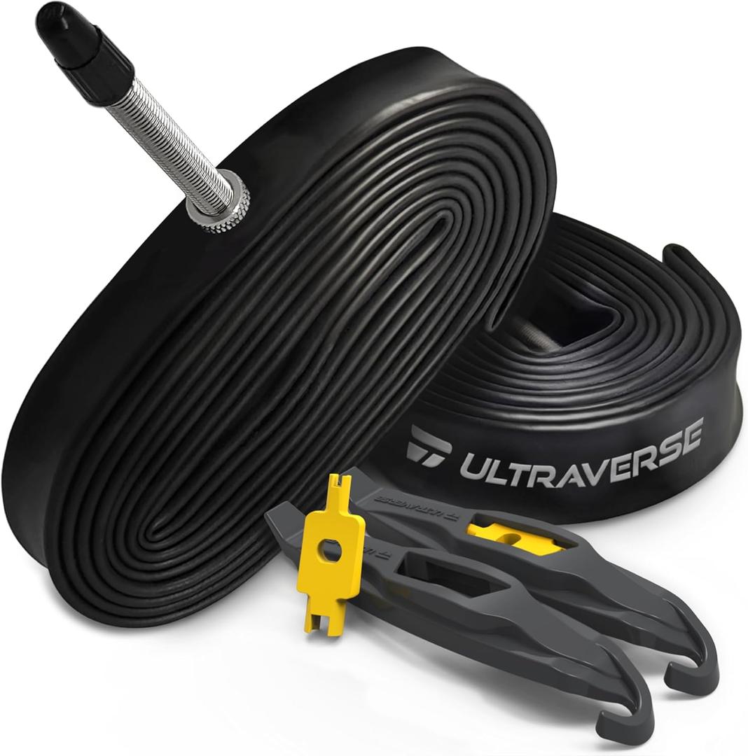 Ultraverse Bike Inner Tube for 700x35-43c, 28 inch Bicycle Wheel Sizes with 48mm Presta Valve - Butyl Rubber Tubes for Road and Gravel Bikes - 2 Pack with 2 tire levers Included