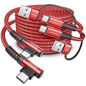 AINOPE USB C to USB C Cable 60W 2-Pack 6.6ft Type C to Type C Fast Charging Cable Charger Right Angle Compatible with Samsung S23 S22 Note 20 Ultra, iPad Pro 12.9 Air Mini MacBook Air, Pixel