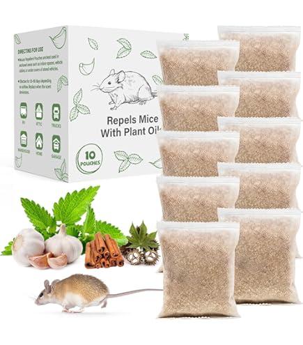 Pest Repellent Pouches, 10 Pack Peppermint Oil Repellent for Mouse, Roach, Rodent, Spider, Ant, Mice, Rats, Pest Control Indoor & Outdoor, Natural Mouse Deterrent Replace Traps Family & Pet Safe
