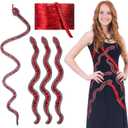 FineCheer 5 Pcs Glitter Rhinestone and Sequin Red Snake Patch Applique Decoration Ribbon Set with Elastic Sequin Ribbon Trimming for Clothing Decoration Sewing Dress Headband DIY Clothing Accessories