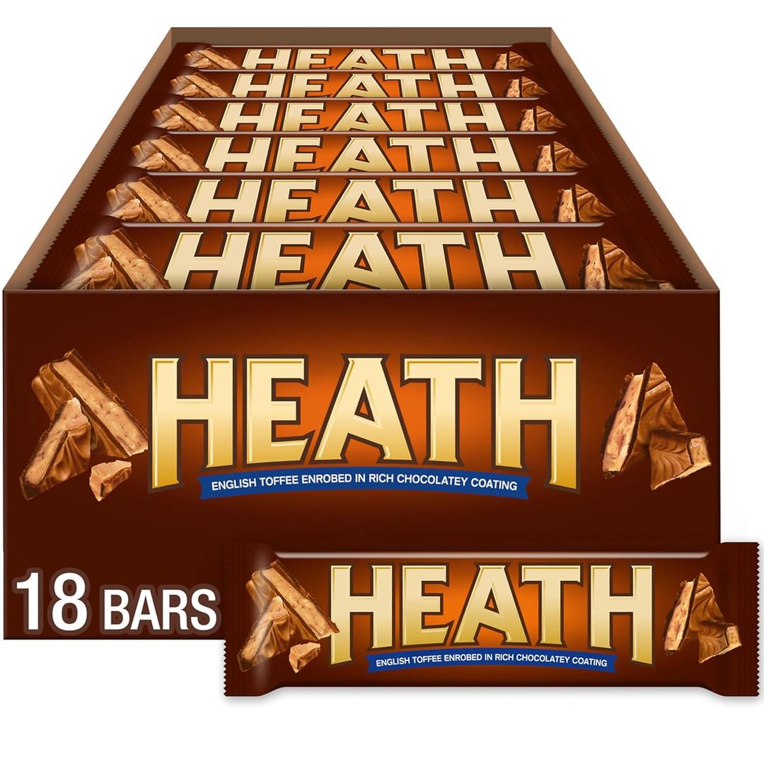 HEATH Chocolatey English Toffee Candy Bars, 1.4 oz (18 Count), Best By 11/26