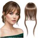 MATICAN Clip-In Bangs for Women, Real Human Hair Wispy Fringe with Natural Flow, Effortless Clip-On Transformation for a Chic, Reusable Light Brown Look