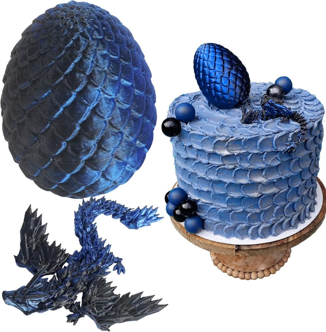 3D Printed Dragon Egg Fantasy Dragon Cake Topper Dragon Eggs Cake Decor Blue Black Balls Cake Decor for Baby Shower Birthday Wedding Party Supplies