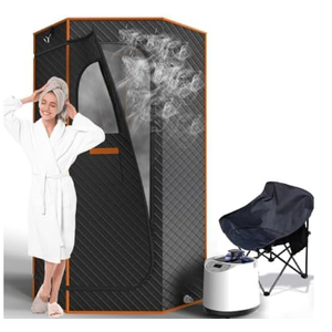AgiiMan Portable Sauna Box, Portable Sauna for Home with 3L Steamer, Remote Control, Folding Chair and Mat, Full Size Personal Sauna Tent for Relaxation