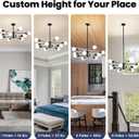 RUIYEY Modern Sputnik Chandeliers Light, 10-Light Black Chandeliers for Dining Room, E26 Height Adjustable Chandelier Ceiling Lighting Fixture for Farmhouse Kitchen Island Living Room Foyer