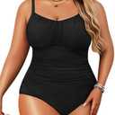Aqua Eve Plus Size Swimsuit for Women Tummy Control One Piece Bathing Suit Vintage Swimwear, 12W
