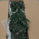 Fraser Hill Farm 7.5-Ft. Buffalo Fir Flocked Artificial Christmas Tree with Stand, Unlit Foldable Fake Tree with Realistic Snowy Foliage for Home Decoration