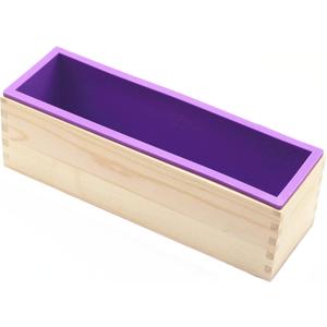 DD-life Flexible Rectangular Soap Silicone Loaf Mold Wood Box for 42oz Soap Making Supplies  (Purple)