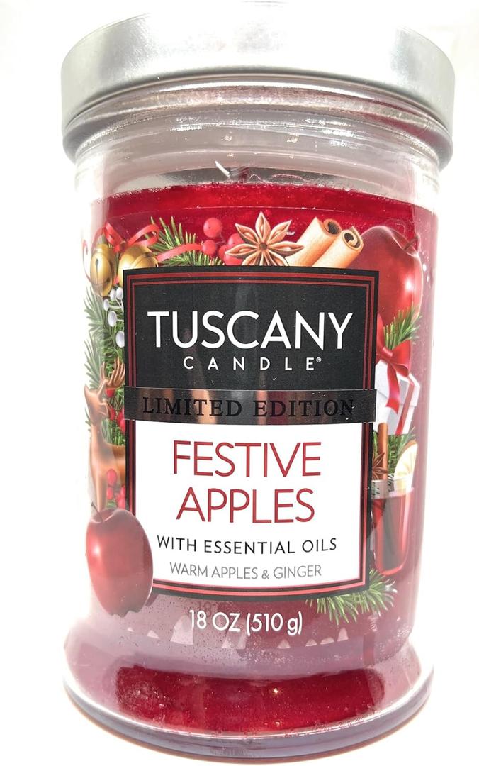 Tuscany Candle Holiday Limited Edition Jar Candle (Festive Apples, 18 Ounce)