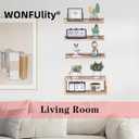 WONFUlity Bathroom Shelves Floating with Over Toilet Paper Holder, Farmhouse Wood Shelves for Living Room, Bedroom, Kitchen, Wall Decor (4 Natural) (set of 4, Light Brown)