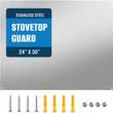 24" By 30" Stainless Steel Stove Backsplash, Reversible Ultra Flat Splatter Guard Range Hood Backsplash, Easy Clean Wall Shield Metal Panel, Compatible with Broan-NuTone 413004 (Silver)