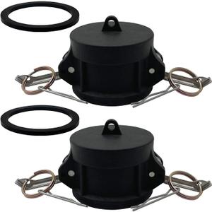 2PCS Camlock Fittings Poly DC-150 1-1/2" Type DC Standard Couplings Cam lock Fittings Polypropylene Cam Groove Fitting Dust Cap (1.5 inch, Type DC)