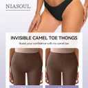NIASOUL Thongs for Women Seamless No Show G-String Padded Workout Underwear