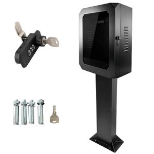 Outdoor EV Charger Enclosure with Pedestal Stand, Key Lock, Black