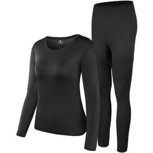 HEROBIKER Thermal Underwear Women Ultra-Soft Set Base Layer Top & Bottom Long Johns with Fleece Lined Winter Warm (Small, Black)