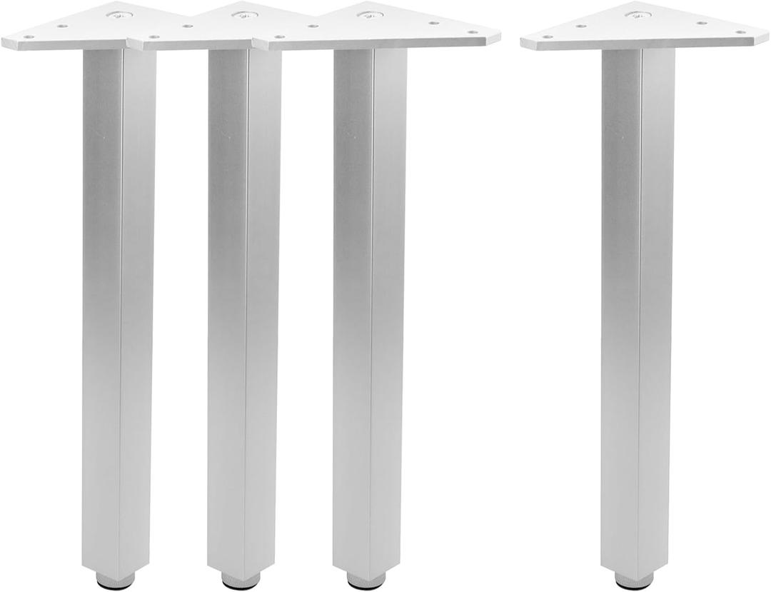 Geesatis 12 Inch Heavy Duty Adjustable Table Legs - Set of 4, 1000lbs Capacity, Aluminum Alloy Furniture Legs for Desks, Cabinets, Sofa & Bed with Pre-Attached Screws (Chrome Polished)