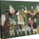 Abstract Equestrian Canvas Wall Art Vintage Farmhouse Rustic Wall Decor Picture Retro Majestic Horse Painting Print Cottage Core Landscape Poster Artwork for for Living Room Bedroom Decorate, Framed (24L''x16W'')